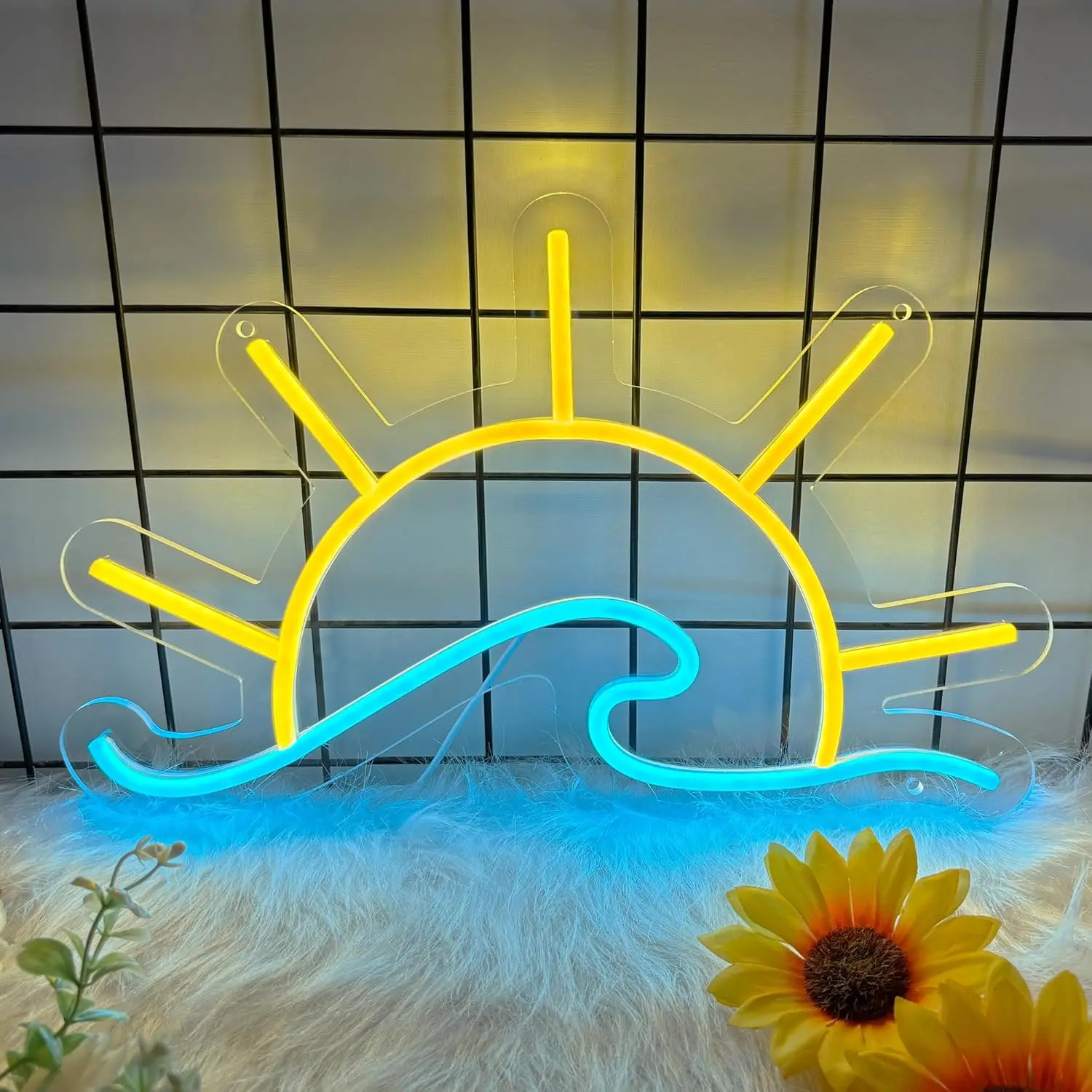 

Неоновая лампа «Восход/Закат» с регулировкой яркости, летний неоновый светильник для детской комнаты, гостиной, декора серф-магазина, в прибрежном стиле, настенный декор для создания атмосферы