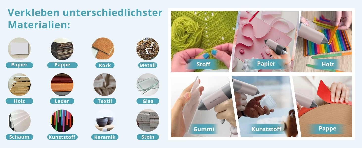 Gordless Heißklebepistole mit 2000-mAh-Akku, Typ-C-Ladefunktion, 20 Stück 7x140-mm-Klebestifte für DIY-Bastelarbeiten und schnelle Reparaturen. – Detail 7