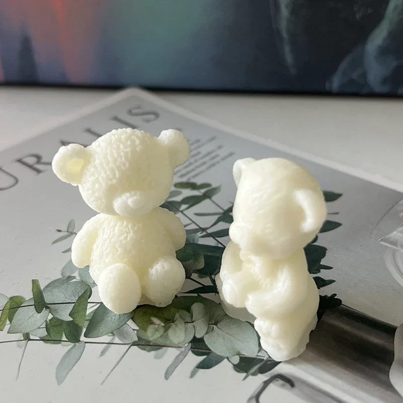 Cute Bear Candle Silicone Mold DIY Decoration 3D Scented Candle Molds Durable Handcraft Crystal Epoxy Soap Candle Making Mould