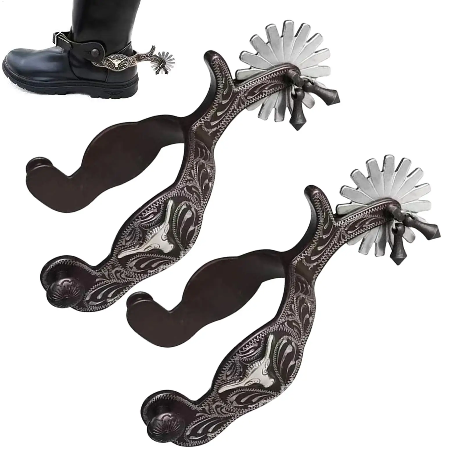 

Шпоры для ботинок, спортивное снаряжение для конного спорта, металлические ковбойские шпоры для верховой езды, шоу, прыжки, ранчо, работа, конные тренировочные вершики