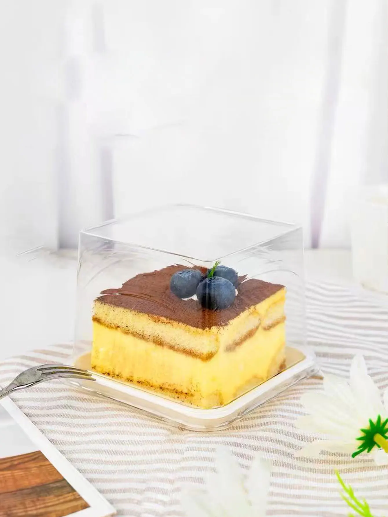 Tiramisu Cake Packaging Box Square Transparent Baking Slice Red Velvet Mousse Cake Packing Box