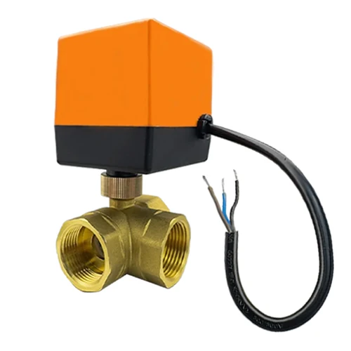 Imagen 2 del producto Válvula de bola motorizada DN15/20/25/32/40/50,2 vías/3 vías, válvula solenoide eléctrica de 3 cables y 2 controles, válvula eléctrica de latón AC220V DC12-24V