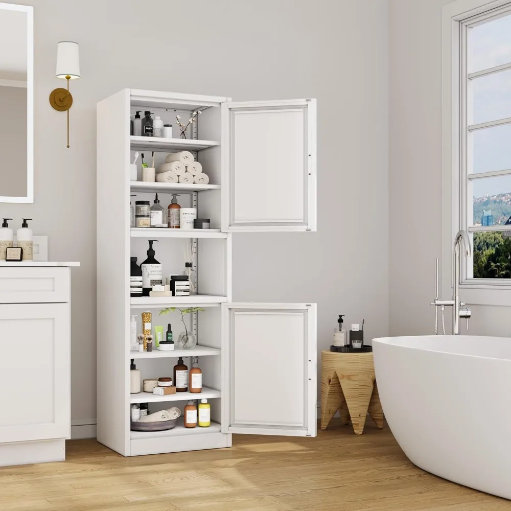 66.93"H Tall Narrow Metal Storage Cabinet,4 Adjustable Shelves,Kitchen&Bathroom Pantry, Custom