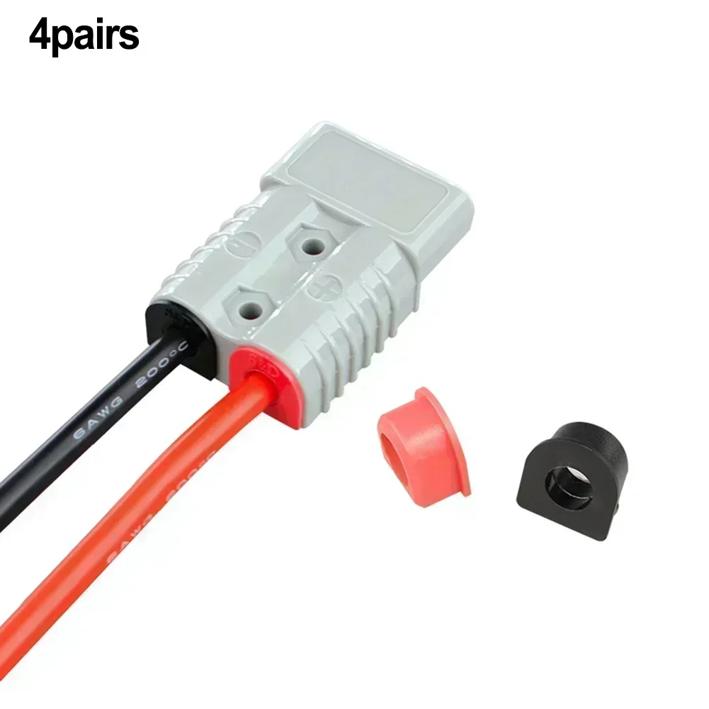 4 Pairs 50A Waterproof FOR Anderson Plug Cable 50A/120A/175A/350A Gland Inserts RED&BLACK Plugs For Anderson Connector Cable Kit