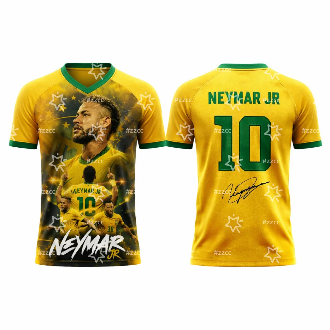 2026 Neymar No.10 Football Jersey Brazil Match & Training Kit Summer Sports Men's T-Shirt Children's Clothing Tee Y2k Woman