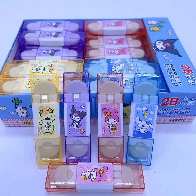 48pcs Sanrio Rubber Eraser Set Anime Melody Kuromi Cinnamoroll Student Pencil Erasers Stationery School Supplies Gift Wholesale