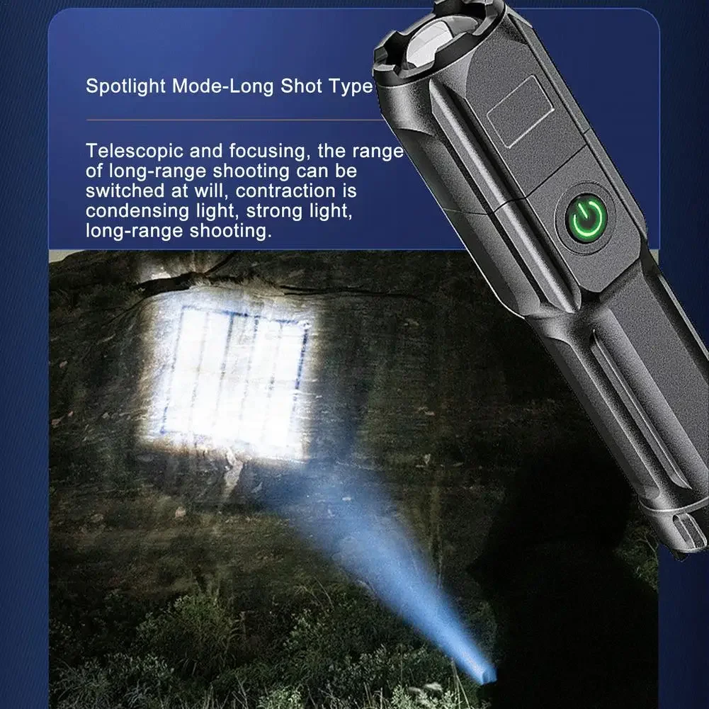 LED Flashlight Powerful Tactical Flashlight Rechargeable USB Torch Light 1000 Meters Of Strong Light Waterproof Zoom Hand Lamp