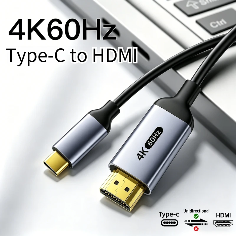 Type C to HDMI-Compatible HDTV Cable 4K@30Hz 4K60Hz USB C to