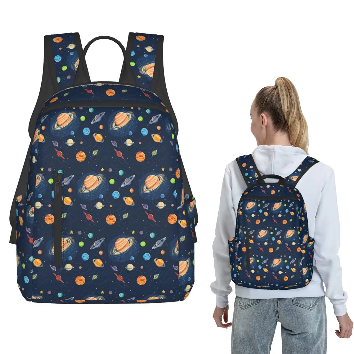 Solar System Space Planets Universe Backpack Large Capacity Boys Girls BookBag School Bag Shoulder Bags for Men Women