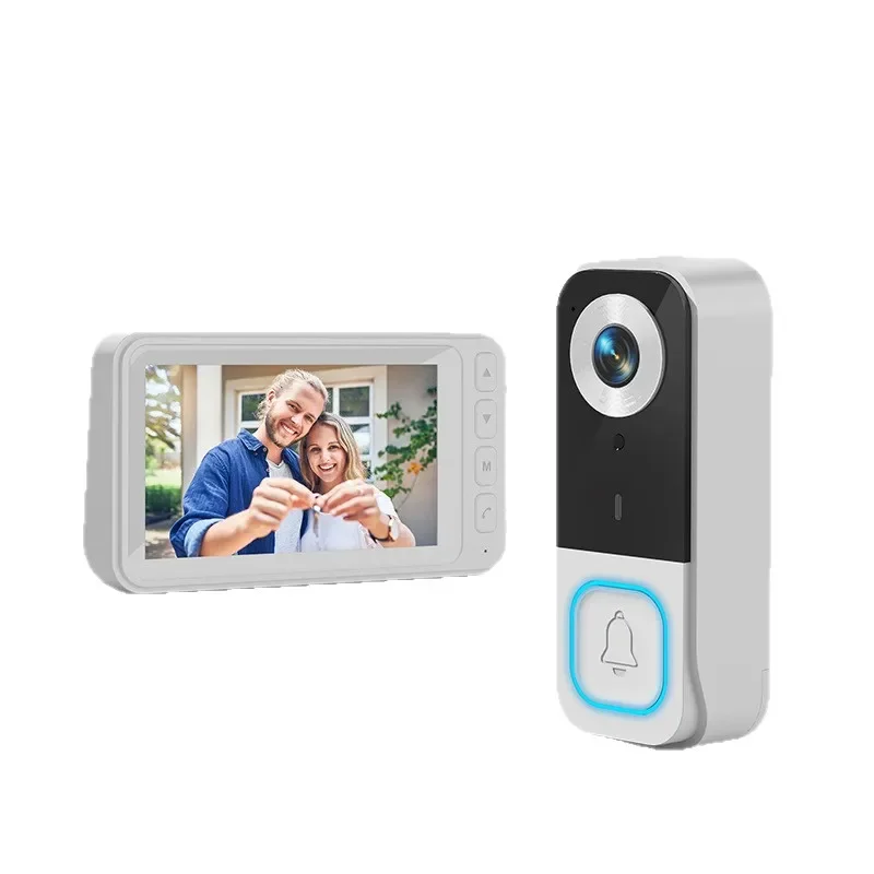 1080P Video Doorbell with 4.5 Inch Screen Wireless Two Way Voice Call HD Night Vision Smart Home Security Camera