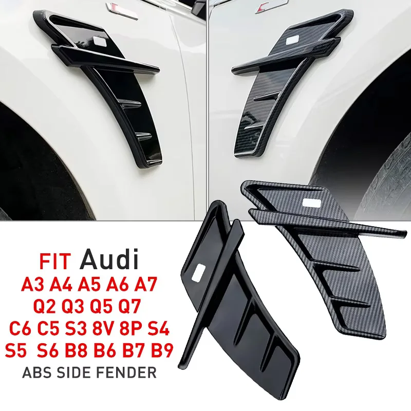 For Audi A3 8v A4 B8 B6 Q5 A5 8v A6 C6 C5 Q7 RS5 RS6 RS7 S3 S4 S5 Side Fender Vent ABT Air Vent Trim ABS Car Sticker Accessories