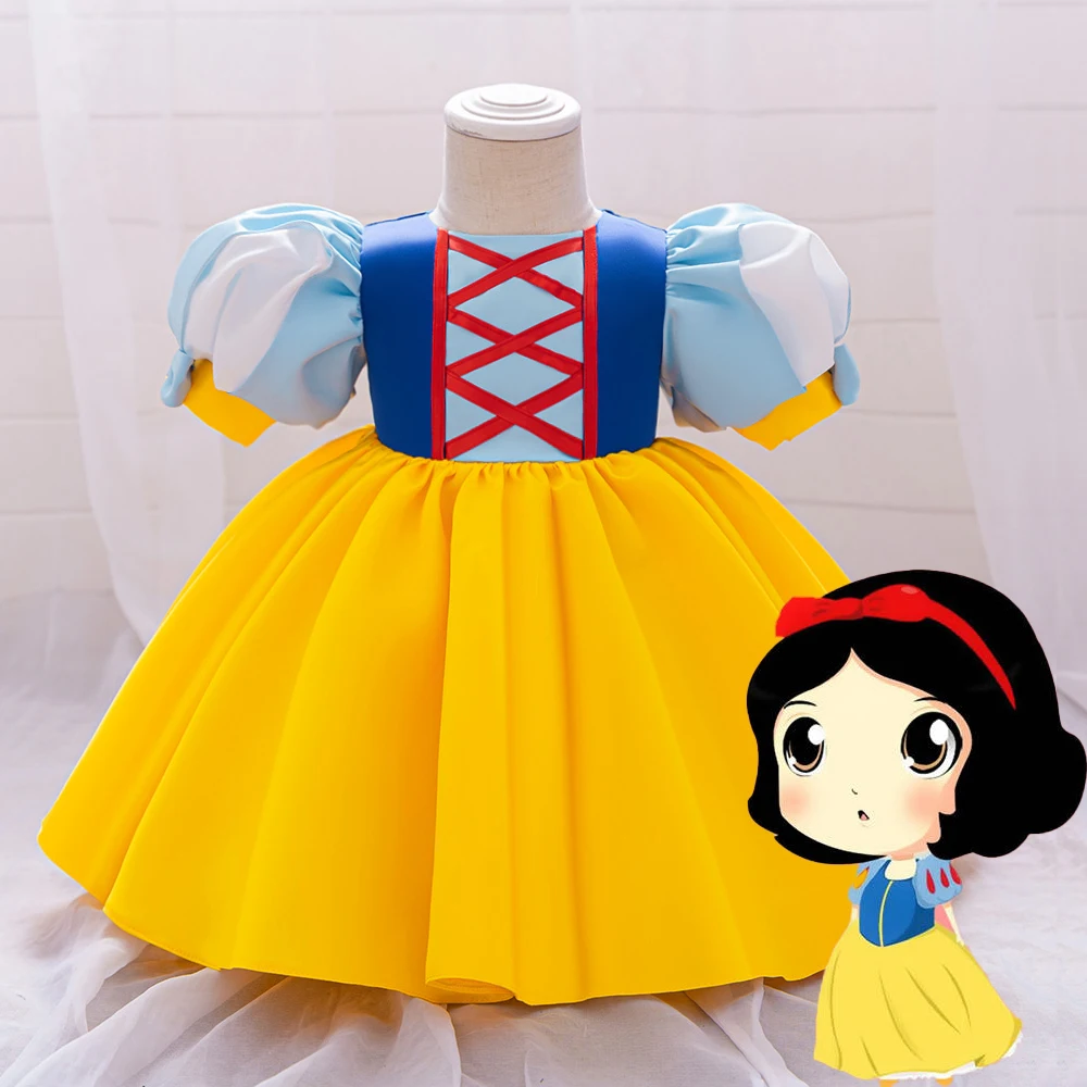 1 Year Old Baby Girls Clothes Cute Birthday Dress For Kids Princess Party Dress Cosplay Snow White Costume Infant Robe Vestidos