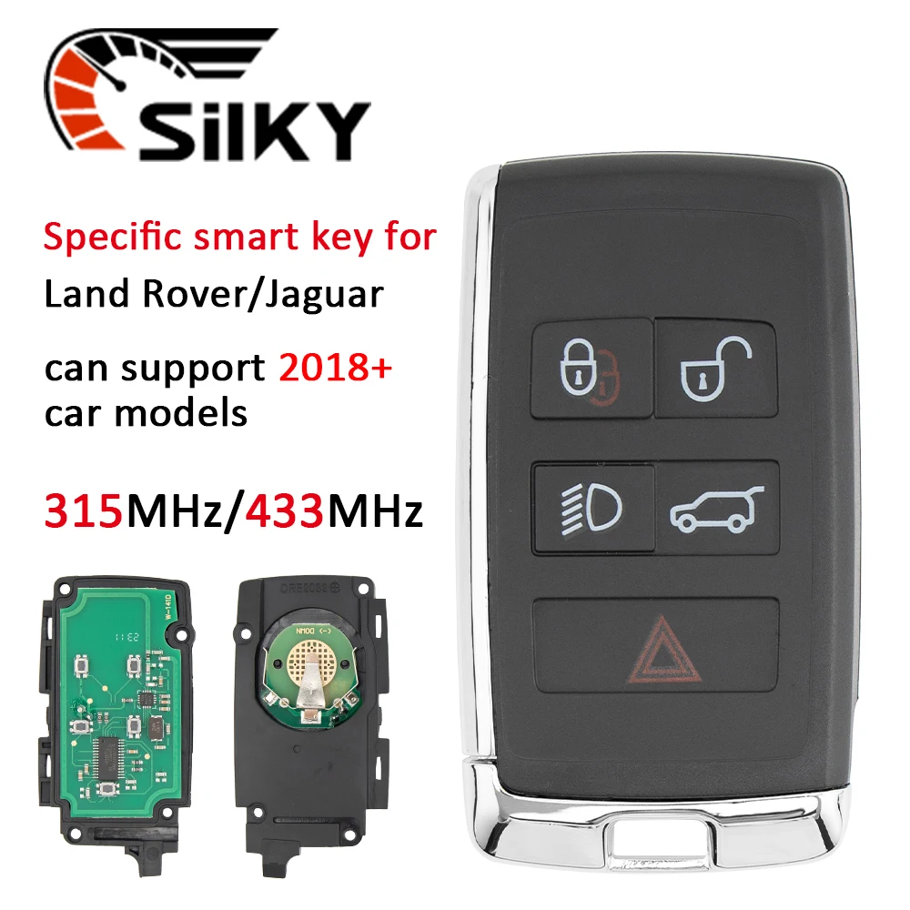 SilKY Car Key 2018-2023 Fob For Land Rover Range Rover Evoque 5 Button 315MHz 434MHz Fob JK52-15K601-BG JK52-15K601-DJ KOBJXF18A