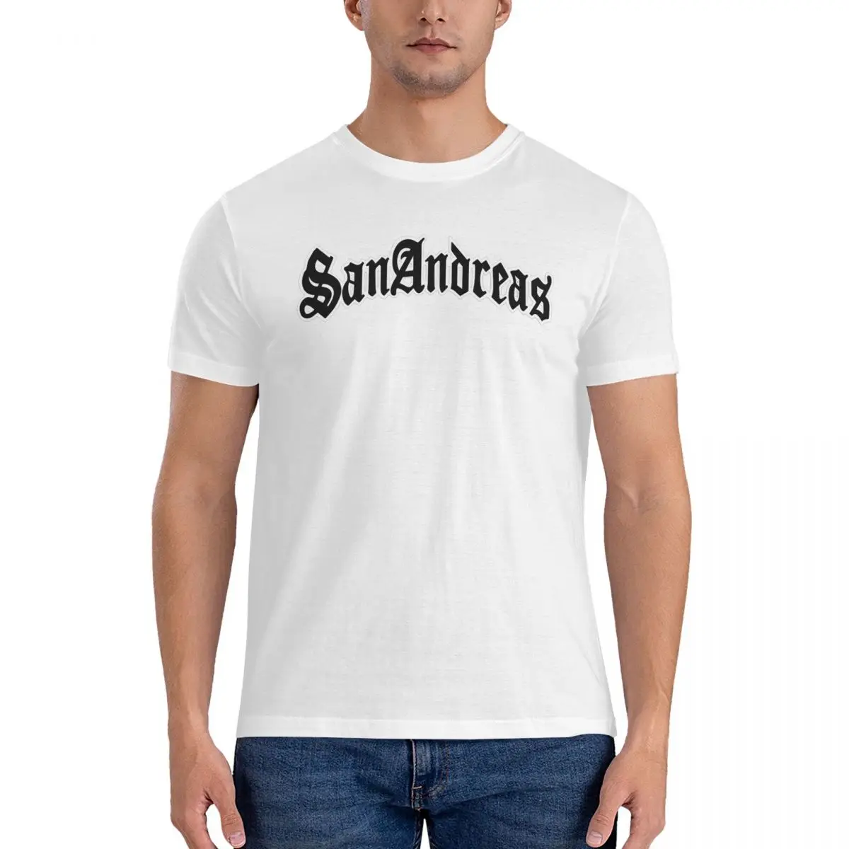 Sherm رئيس GTA سان أندرياس شعار تي شيرت للرجال قميص أبيض بحجم ضخم تي شيرت الرجال قصيرة الأكمام طاقم الرقبة ملابس الصيف بلايز S-6XL #6