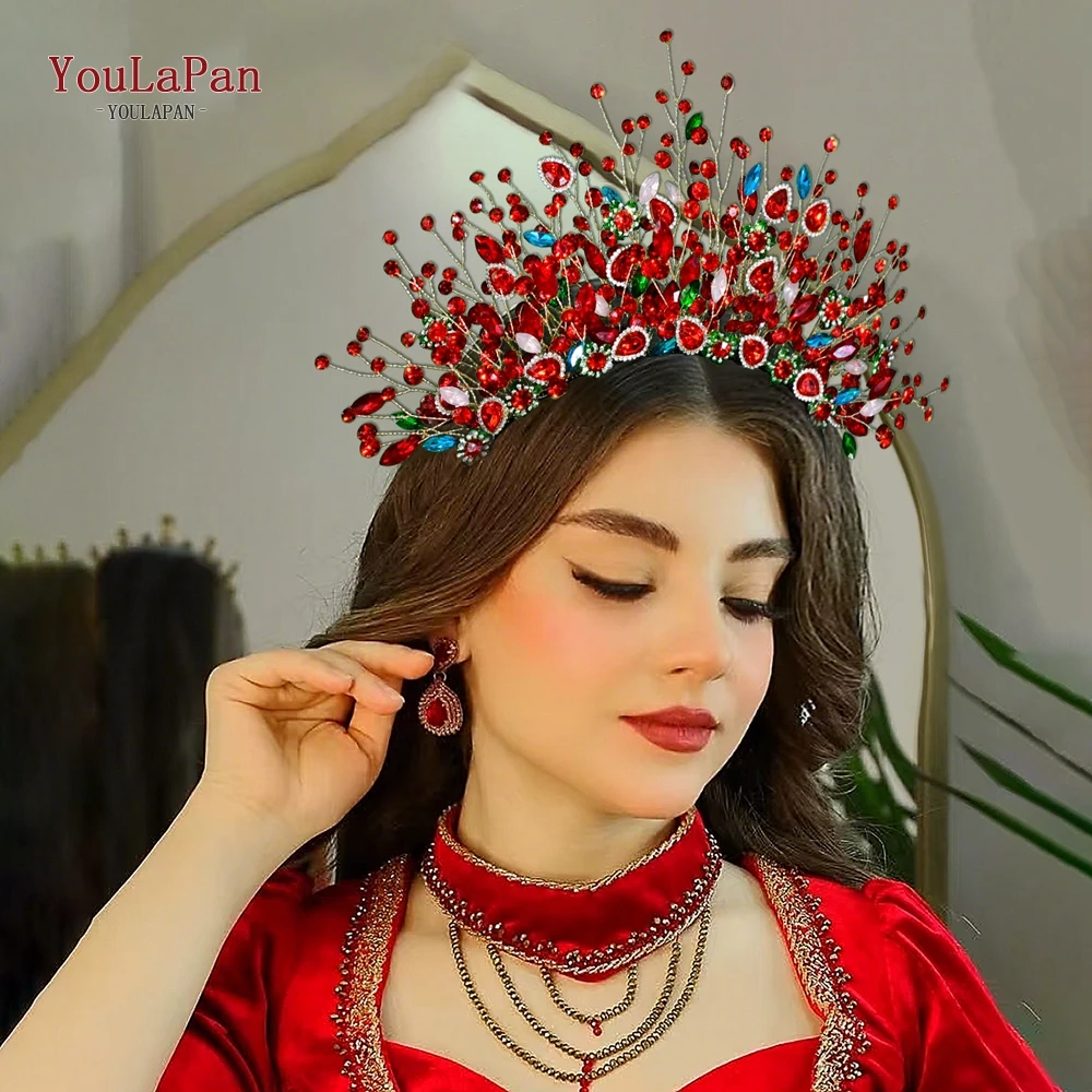 

YouLaPan Bride Rhinestone Hair Hoop Wedding Hairbands Bridal Tiara Party Crown Hair Accessories Banquet Headband Halloween HP861
