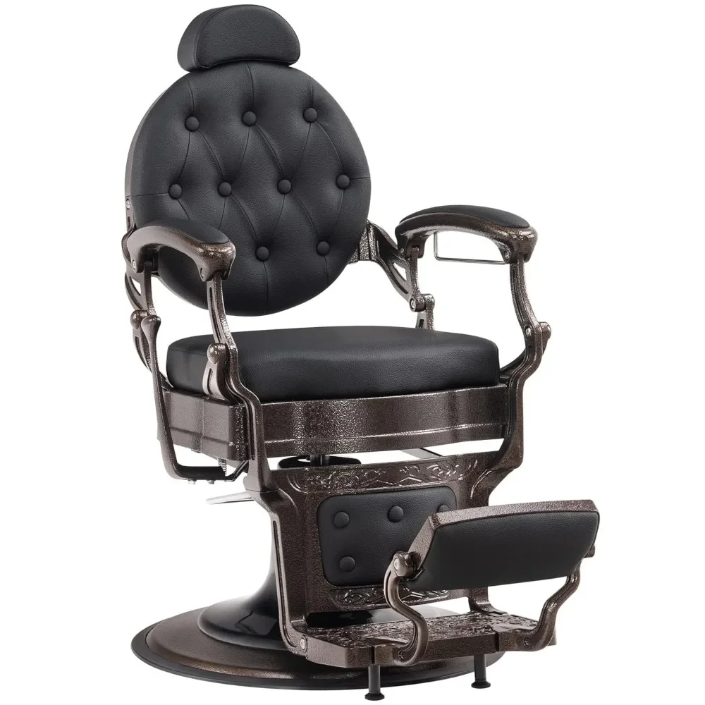 

"Vintage Barber Chair - Heavy Duty Hydraulic Recline Styling Chair for Salon/Spa, Metal Beauty Equipment 2933"​
