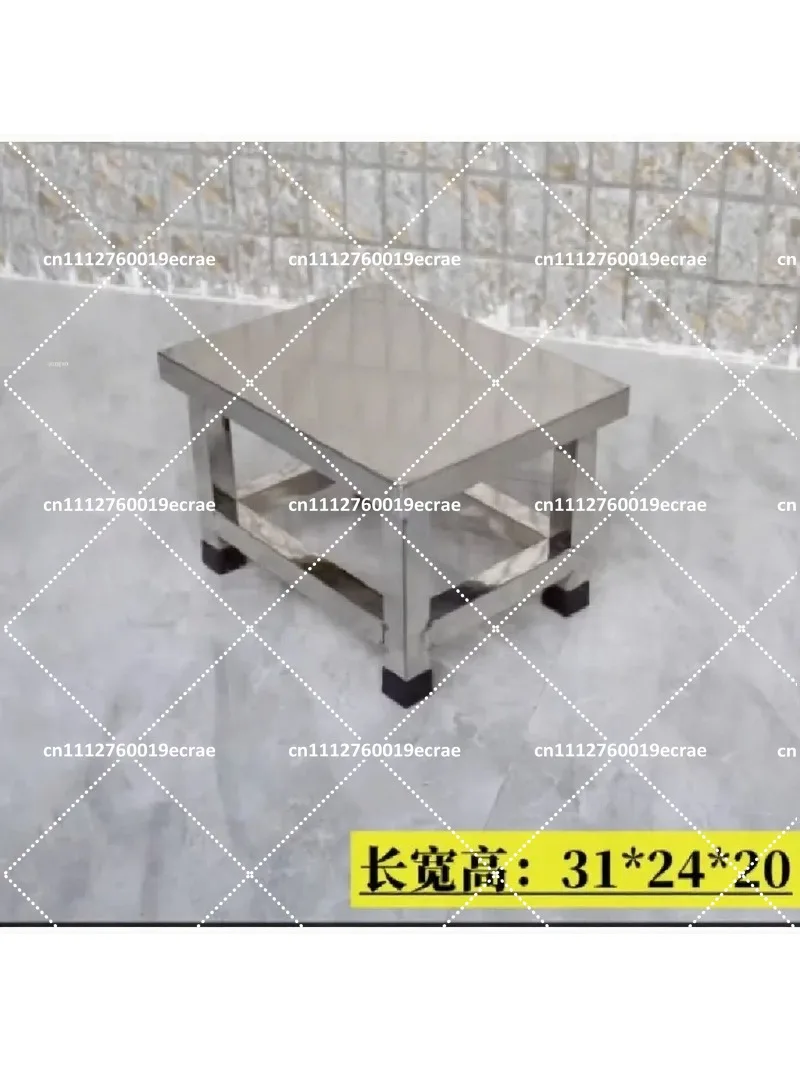 Stainless Steel Square Stool, Clean Room Shoe Changing Stool, Thickened Restaurant Cafeteria Stool
