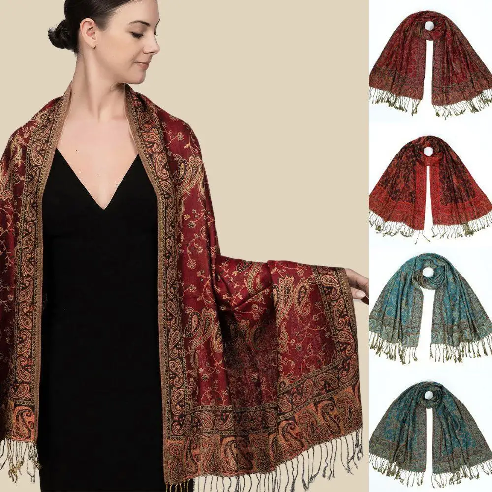 

Ethnic Paisley Embroidery Hijab Scarf Winter Cashew Cotton Women Scarf Wraps Dresses Shawl Female Foulard Cotton Stoles Scarf