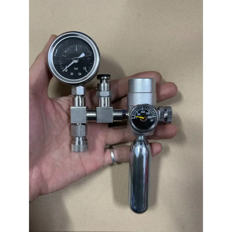 Pneumatic Top-Connected Pressure Regulator Valve - Stainless Steel with Gauge & Push-Button Relief Valve, Small Wrench Included