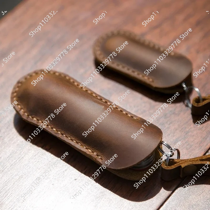Hand-stitched Cowhide Leather Sleeve Knife Case Holster for Swiss Army Knife 58/84/91/111mm