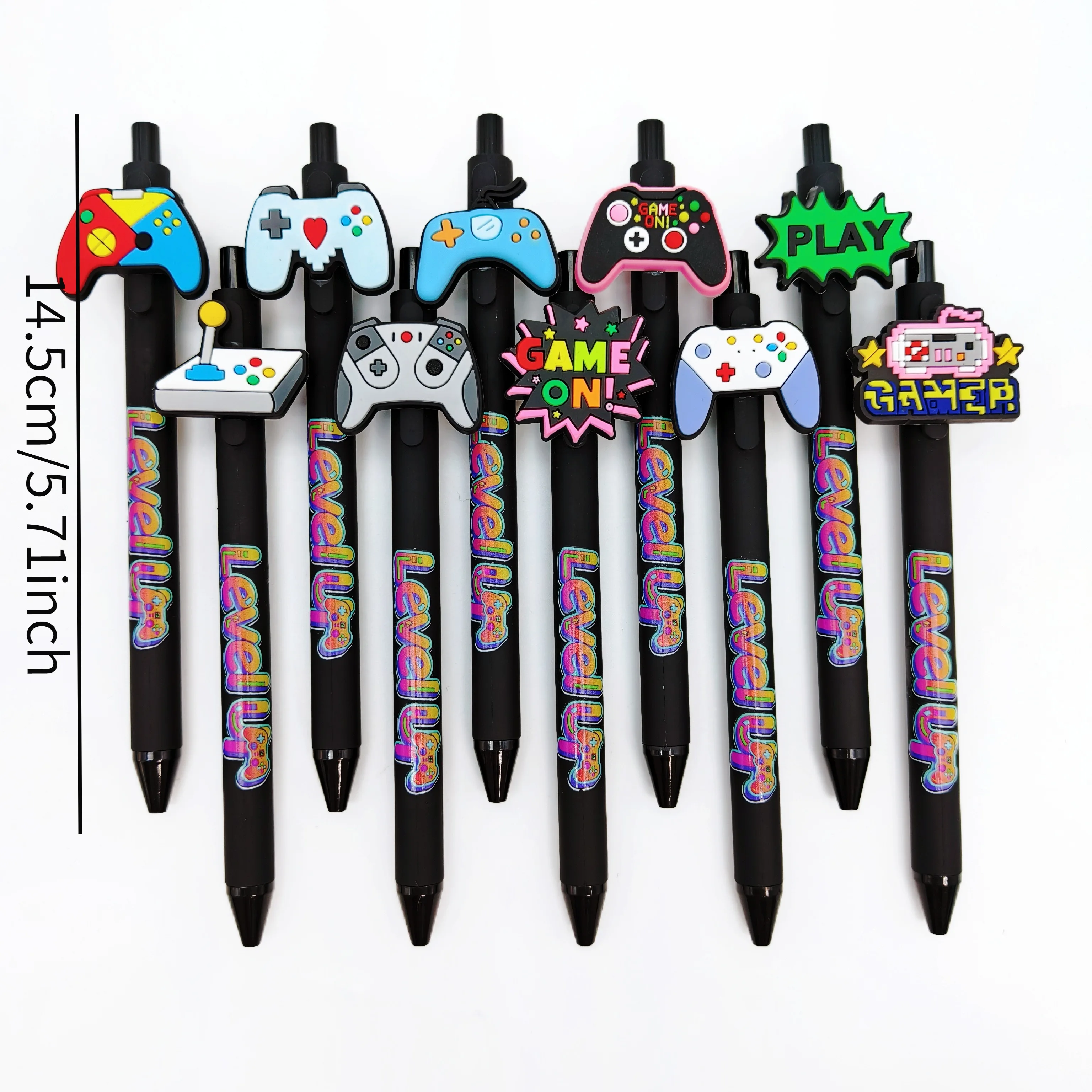Bolígrafo con diseño de Gamepad, bolígrafo negro de diseño creativo, papelería diaria para oficina, bolígrafo de escritura para estudiantes, 8 Uds./15 Uds.