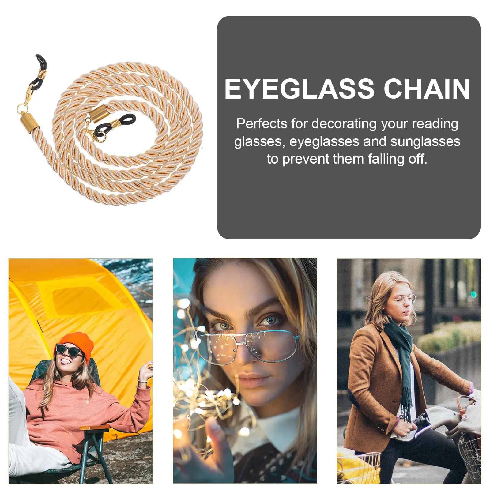 Glasses Chain Holder Braided Adjustable Eye Glasses Neck Strap Safety Lanyard Sunglasses Eyewear Retainer Cord for Men Women