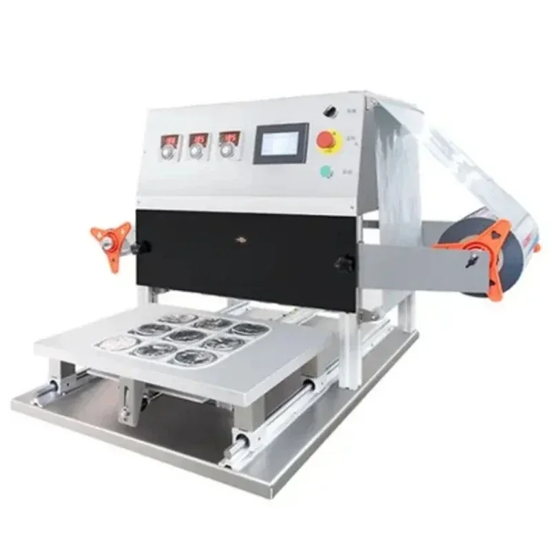 Plastic Film Sealing Machine for Food Tray Packaging Box Milk Tea Beverage Plastic Cup Continuous Packaging Sealing