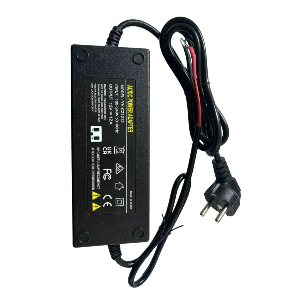 180W Power Supply 12V Power Adapter Non-deformable Material 180W Output 12A Output Current AC 100V-240V Input RV Heating