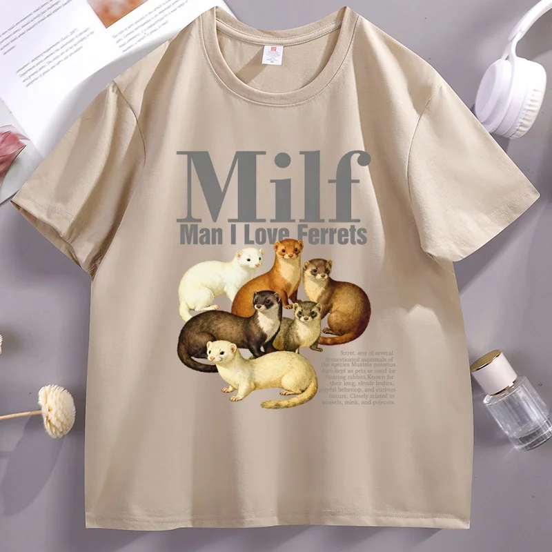 Man I Love Ferrets T-Shirt Men Women Vintage Style Unisex Tshirt Funny Cotton Short Sleeve Tee Comfortable Streetwear Male Top