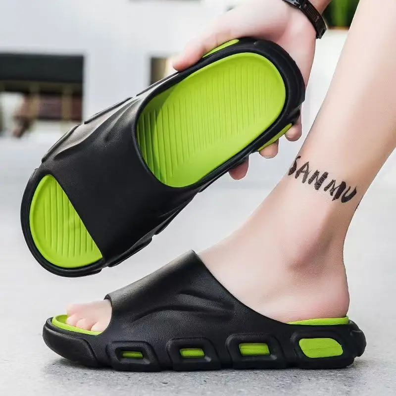 

Мужские летние шлепанцы большого размера для улицы и пляжа, новые, с толстой нескользящей подошвой, для дома, ванной, повседневные, спортивные