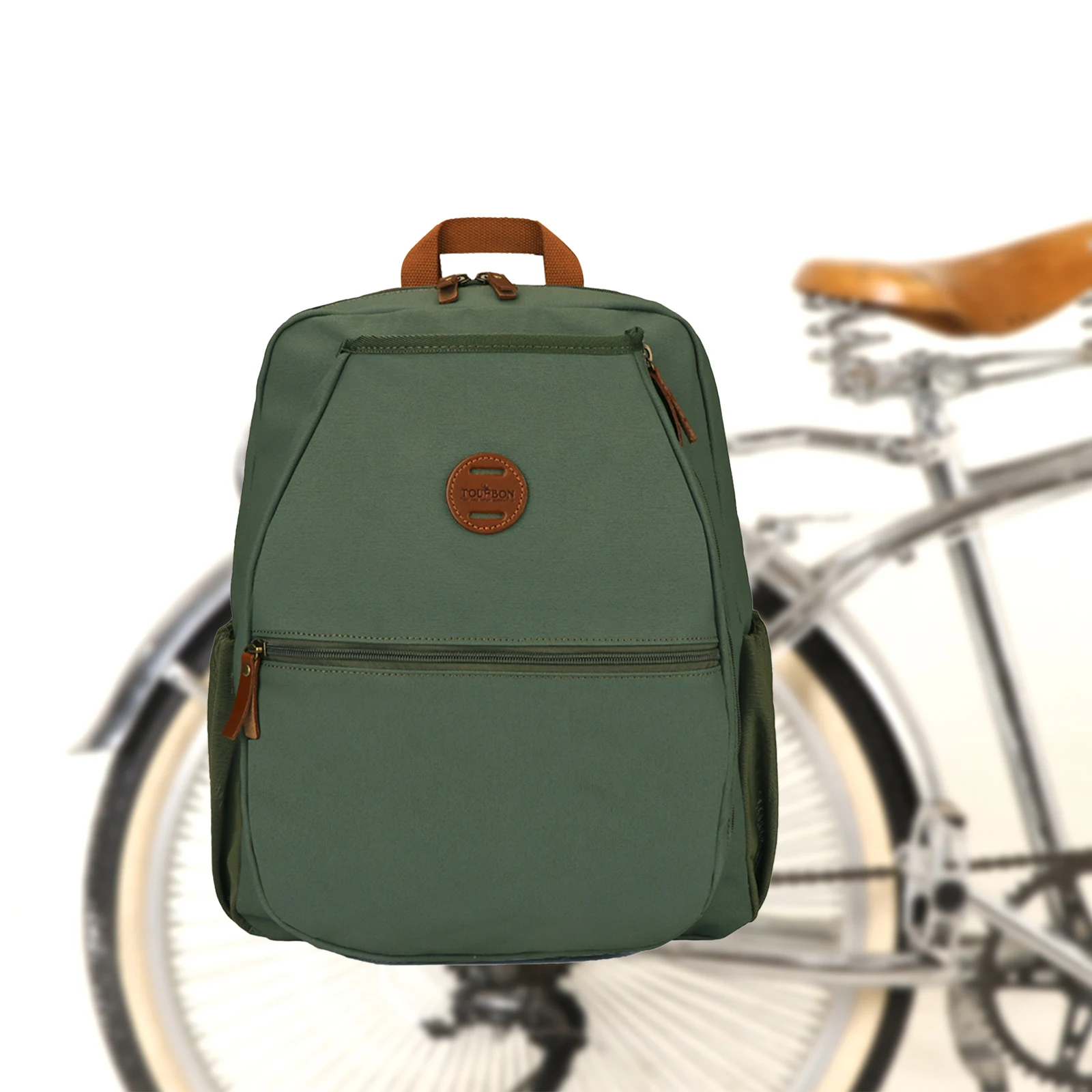 

Tourbon Bike Rear Rack Pannier Canvas Tennis Rackets Bag Multi-Functional Use Pack Easy Install Green Cycling Accessories
