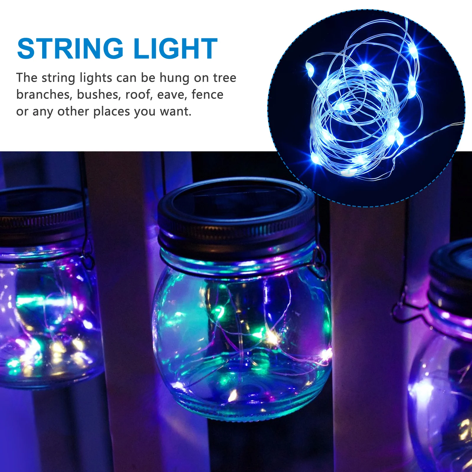 

Solar Jar Lid Lights 2M 600Mah Waterproof String Light For Garden Yard Party Decoration Fairy Lights Purple