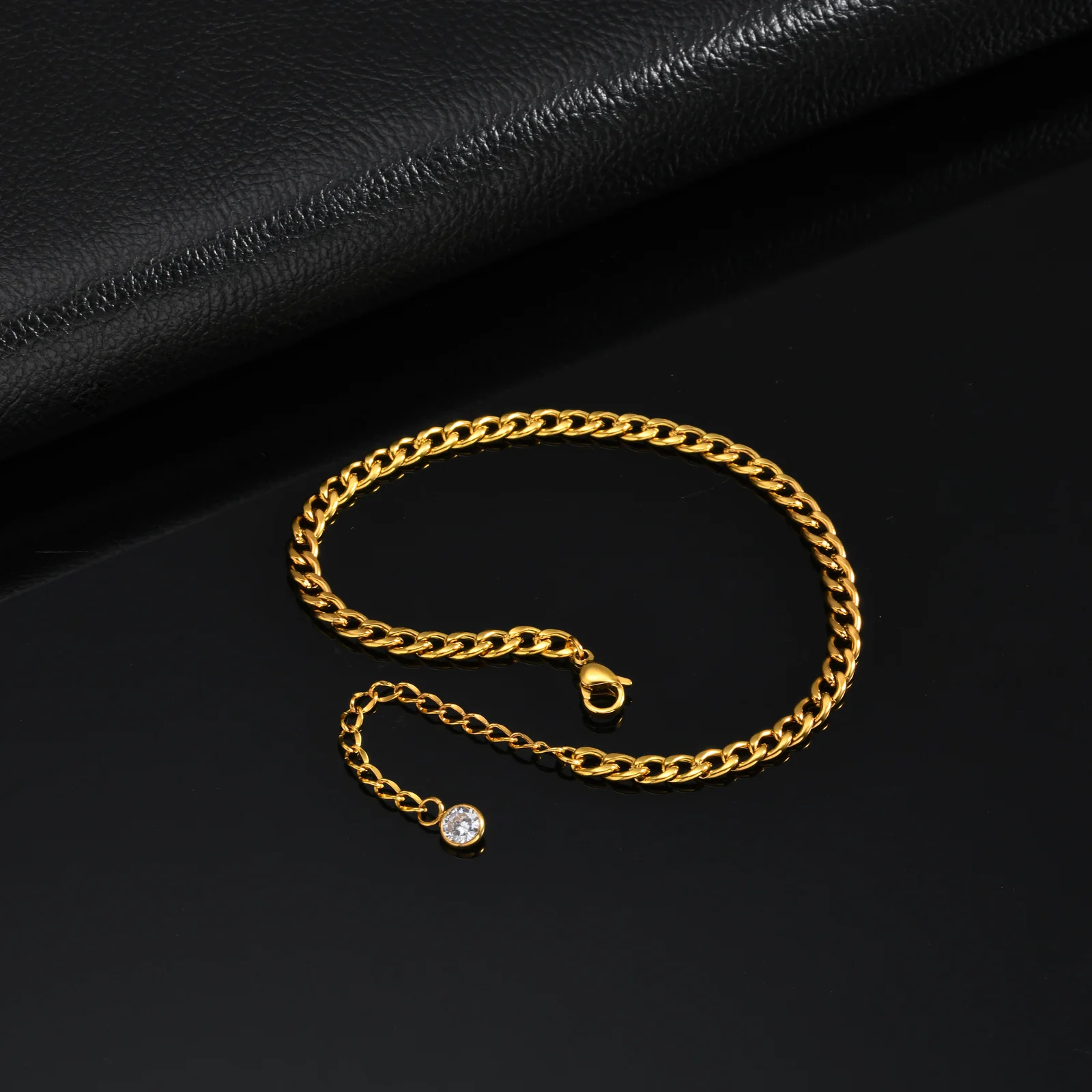 Vnox Edelstahl Fußkettchen in Goldfarbe für Männer, Verstellbare Gliederkette, Wasserdichter Strand-Fußschmuck, Urlaubsgeschenk – Detail 13