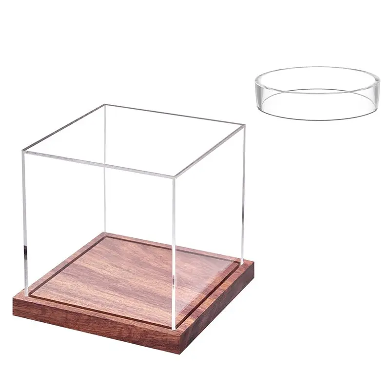 Baseball For Autograph Ball Display Case, Clear Acrylic Cube Holder With Solid Wood Base No Assembly Needed-[A22I Store]