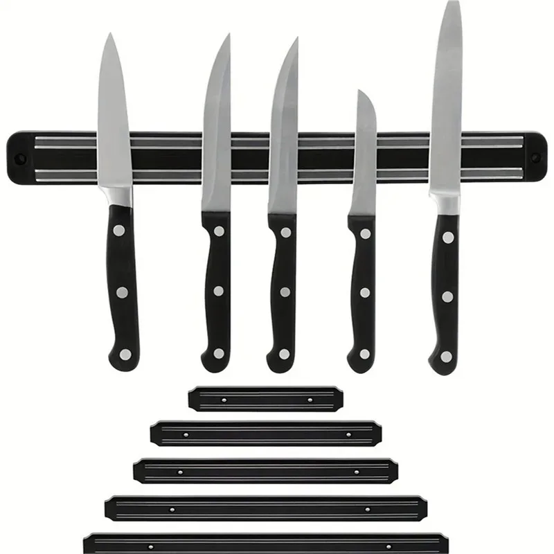 New Wood Texture Wall-Mounted Magnetic Knife Holder Imitation Wood Grain Magnet Knife Stand Perforated Plastic Rack  Storage