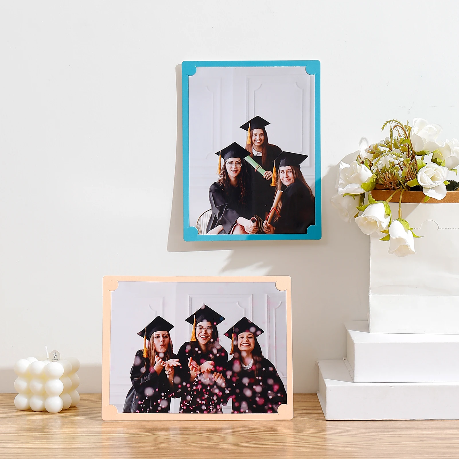 10Pcs Paper Photo Frame Simple Color Cardboard Picture Frame Set