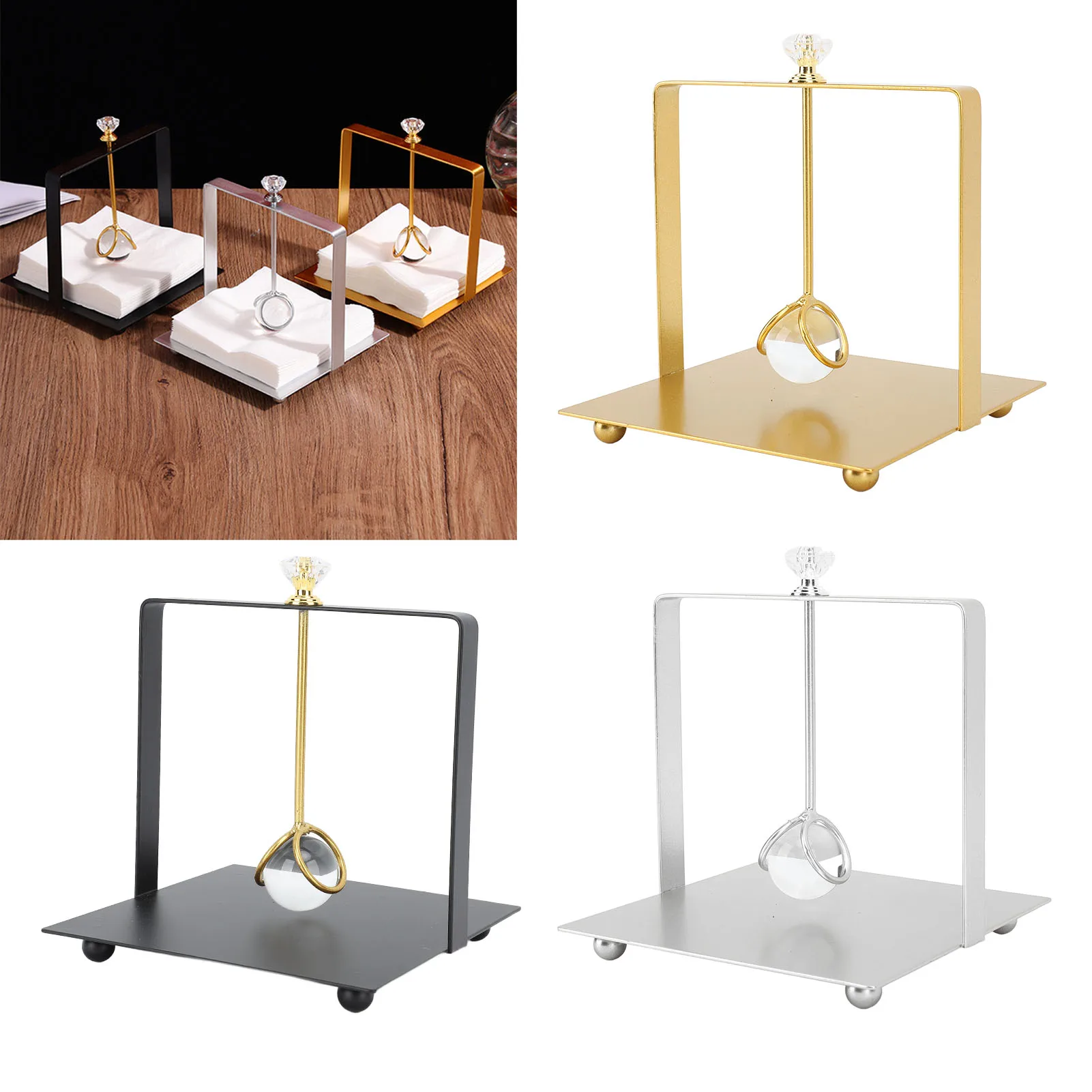 Flat Napkin Holder Metal Napkin Holder  Handle Modern Elegant  Paper Napkin Dispenser for Restaurant Hotel Home Office