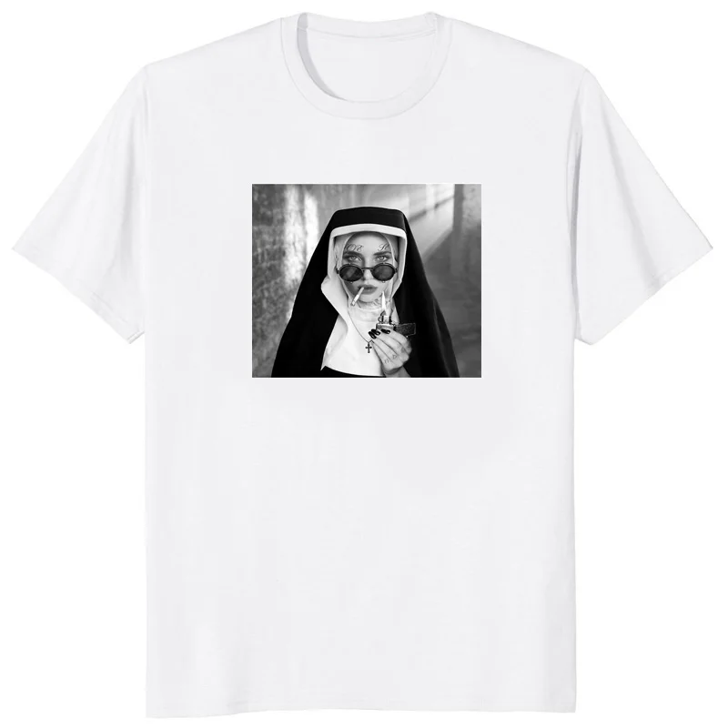 Sexy Girl Print Men Summer Short Sleeves Tshirt Joint Blunt Stoner Nun Nonne Gras Weed Hba Print Vintage Men Fashion Sweatshirt