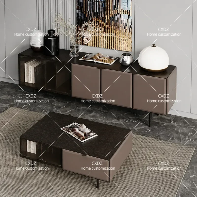 Solid Wood TV Cabinet Coffee Table Living Room Floor Storage Unit Modern Minimalist Bedroom Audio Visual Cabinet