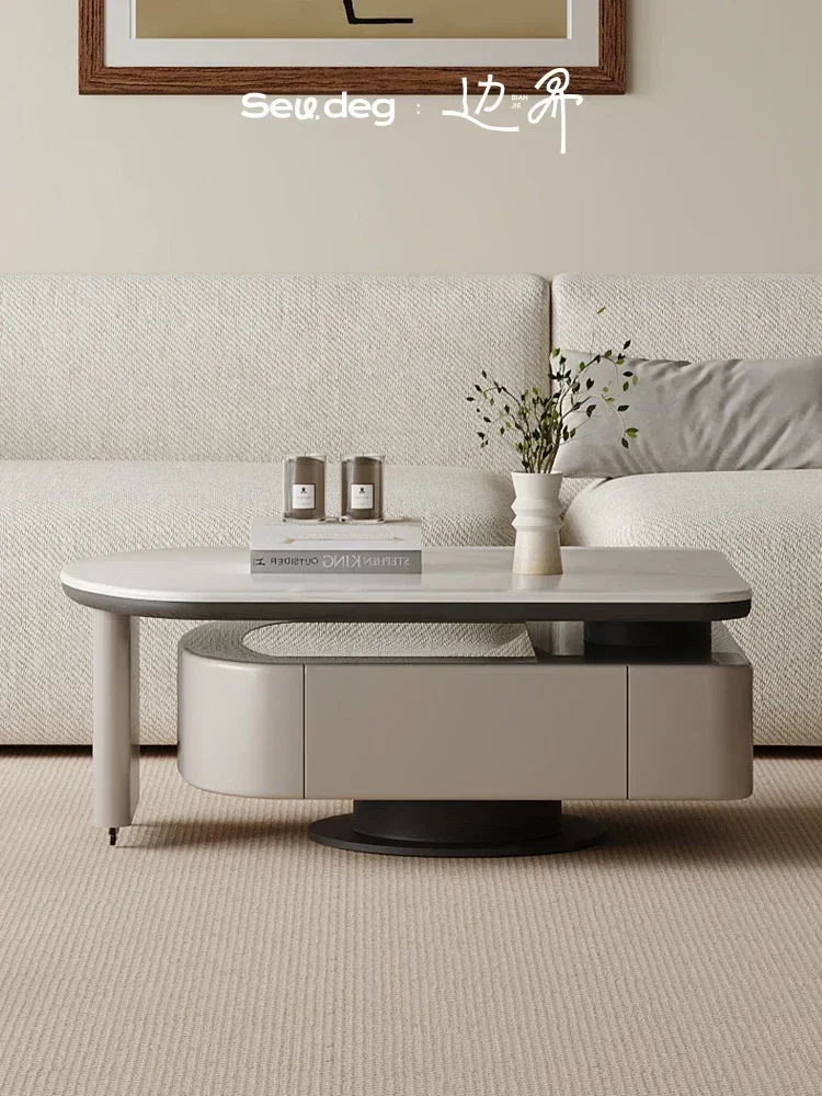 Silent Style Microlite Rotating Coffee Table Living Room Home Italian Minimalist Special-Shaped High Sense