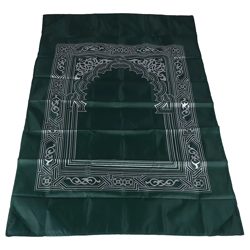 Muslim Prayer Rug Polyester Portable Braided Mats Simply Print with Compass In Pouch Travel Home Mat Blanket 100*60cm 5 Color