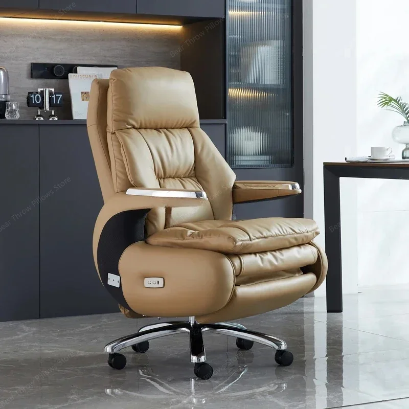 Leather Mobile Office Chair Gaming Accent Rolling Vanity Office Chair Massage Comfortable Silla De Escritorio Home Furniture