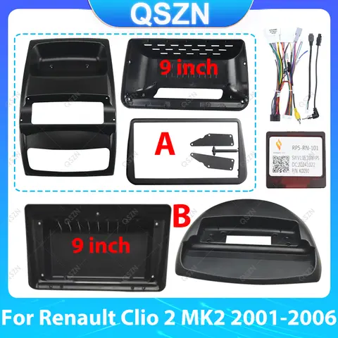 Renault Clio 2 MK2 2001-2006 Fascia Radio Dvd 스테레오 Cd 패널 대시 장착 설치 트림 키트 페이스 프레임 베젤