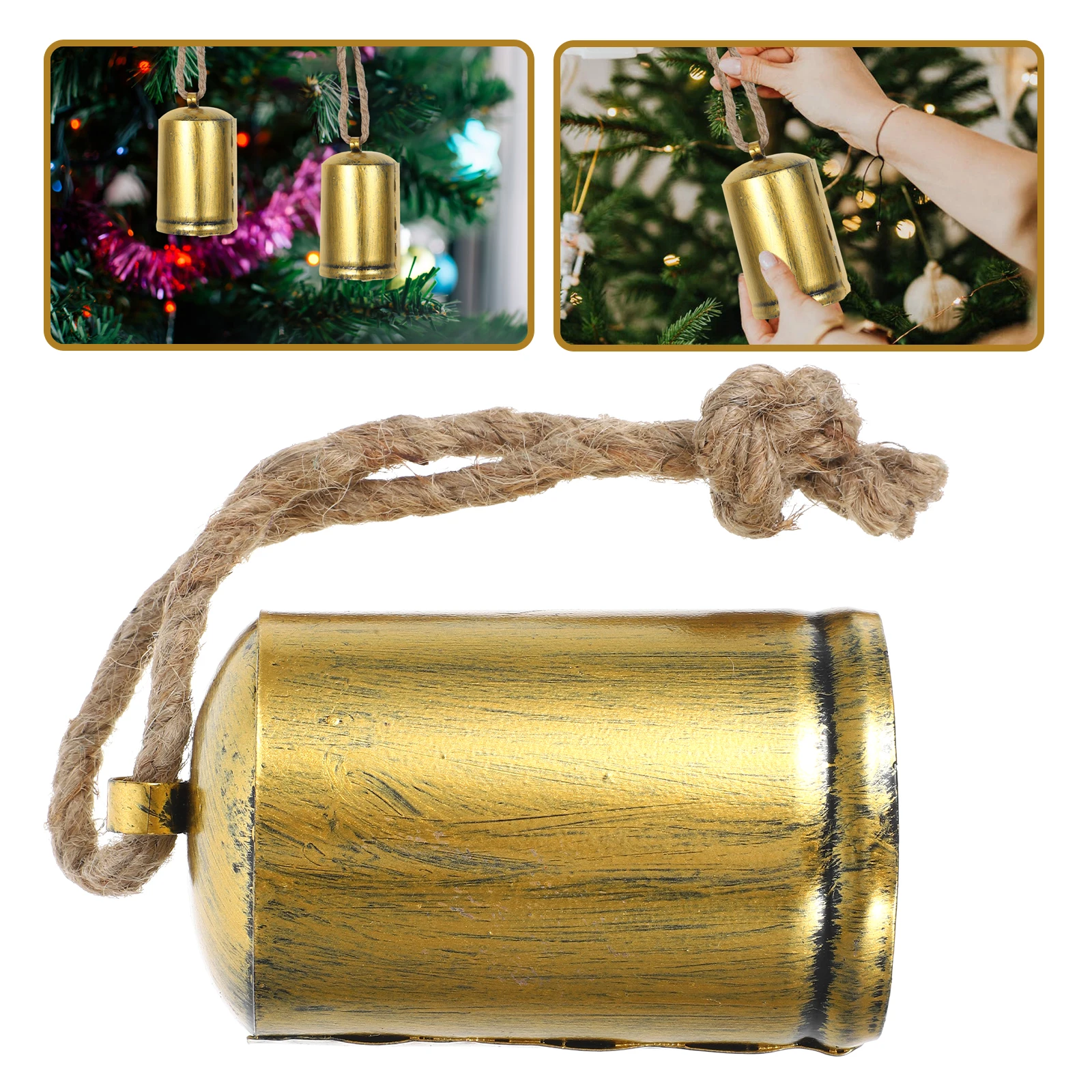 

Retro Cowbell Decoration Decorations by Vintage Bells Christmas Tree Ornament Hanging with Rope