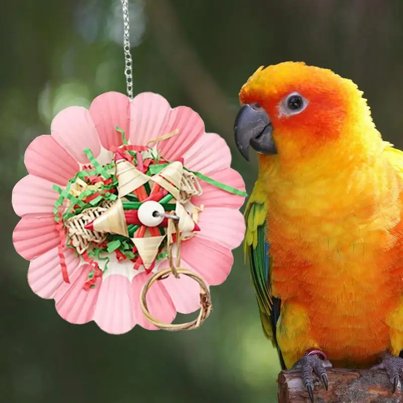 Parrot Toys Shredder Paper Toy Flower Shape Bird Cage Toys For Budgies Conures Love Birds Parrots Parakeets Cockatiels