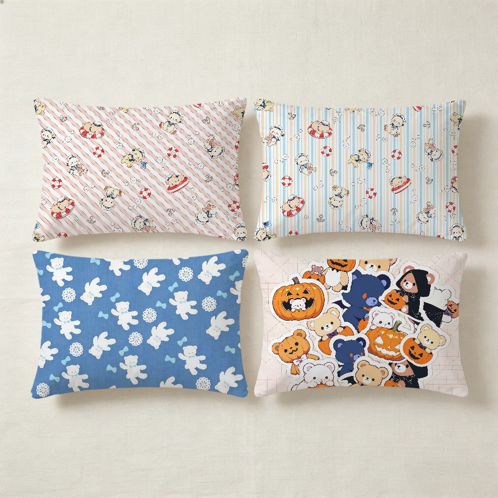 Cute Sailor Bear Ticket Cushion Cover Rectangle Pillow Cover Home Sofa Living Room Dorm Bedside Hogar Pillowcase Party Gift