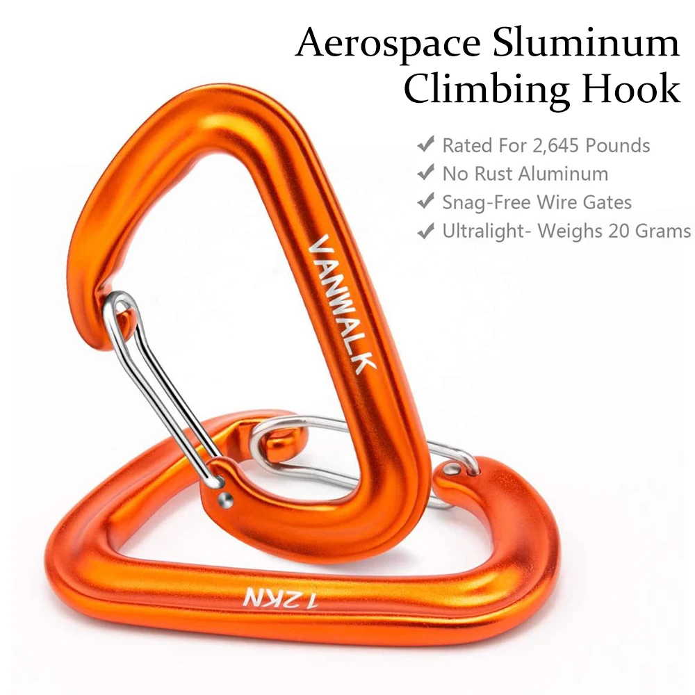 Carabiner Clips 2/5Pcs, 12KN D-Shaped Wiregate Buckle, Lightweight Heavy Duty Aluminium Clip for Outdoor Hiking Hanging Use