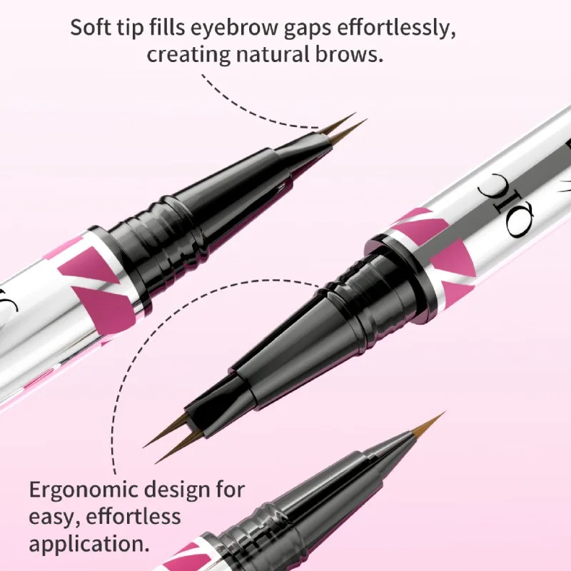 Two-Pronged Curved Eyebrow Pencil With Spoolie Brush Waterproof Long-lasting Natural Wild Brow Sleeper Silkworm Eyeliner 1pcs