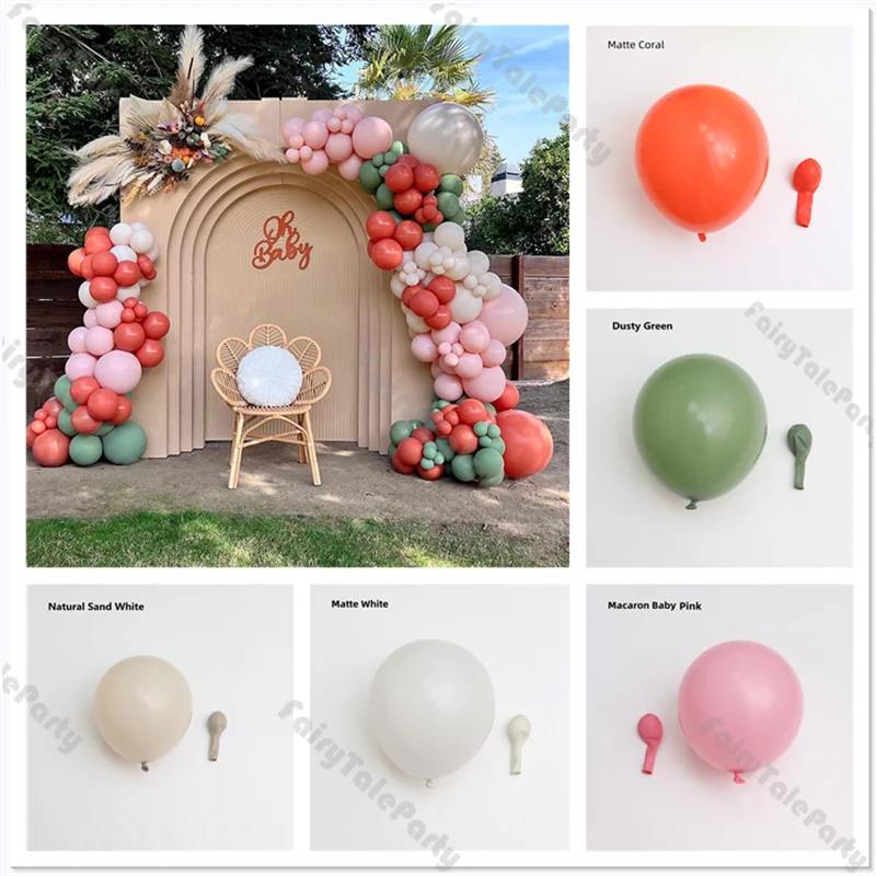 Green Pink Coral Matte Latex Balloons Set Baby Shower Wedding Anniversary Baptism Air Globos Decorations Supplies 5/10/12inch