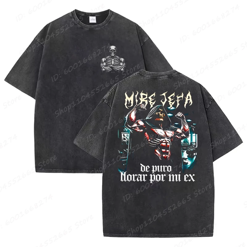 

Skeleton Calacas Chidas Gym Print T-shirts for Men Summer Short Sleeve Casual Washed Tees Male Streetwear Oversized T Shirt